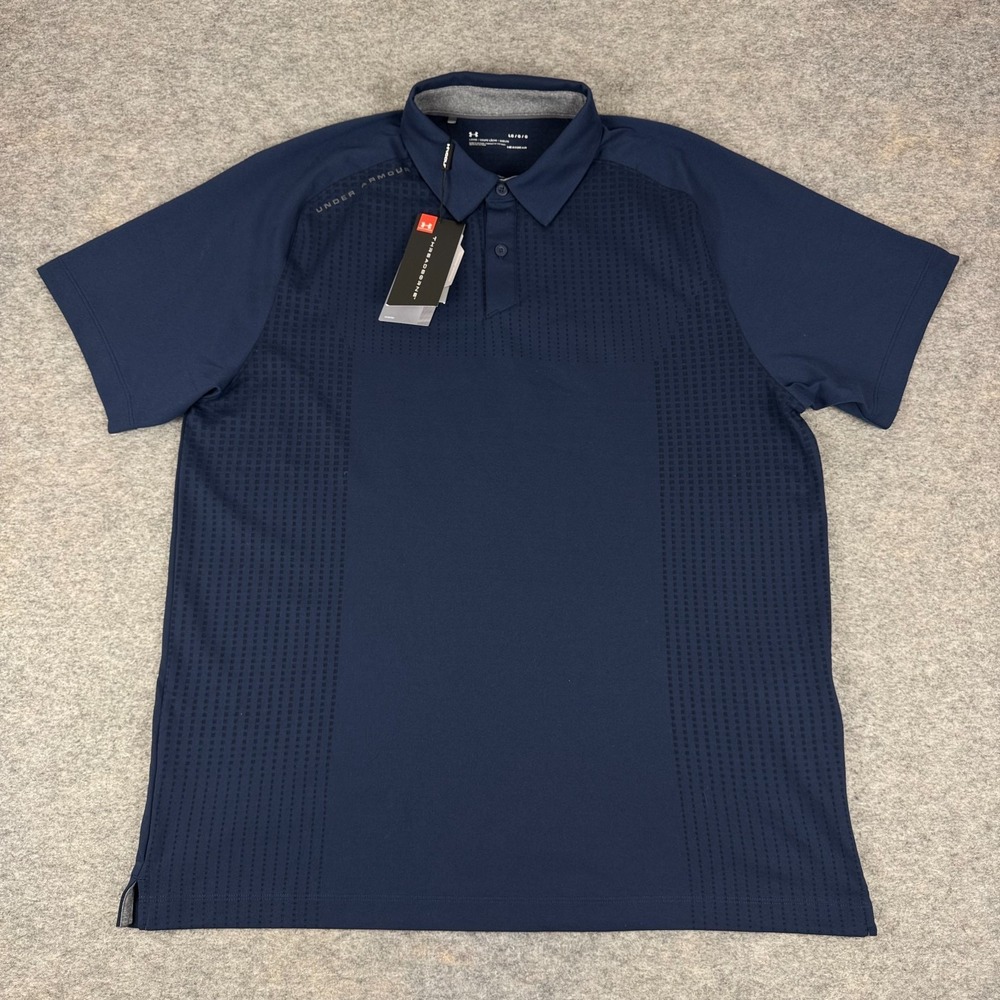 Under Armour Threadborne Outer Glow Golf Polo Shirt Loose Blue Mens Large L